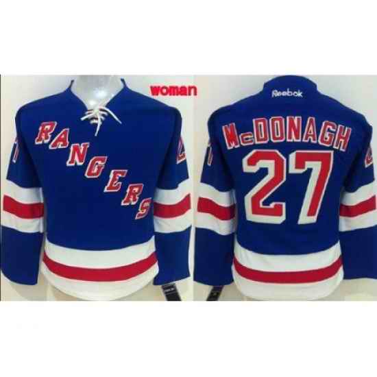 Womens New York Rangers #27 Ryan McDonagh Blue Home Stitched NHL Jersey